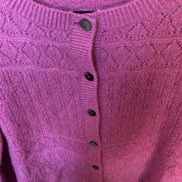 Garnet Hill Cashmere Purple Knit Cardigan sz medium - Picture 5 of 8